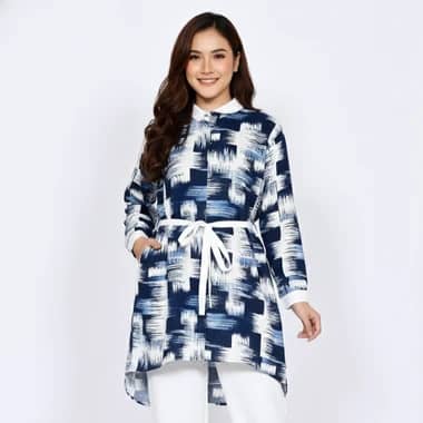 Atasan Lengan Panjang Wanita Fit L Katun Adem Motif Tiedye LEZAHRASIGNATURE Tunik Bella