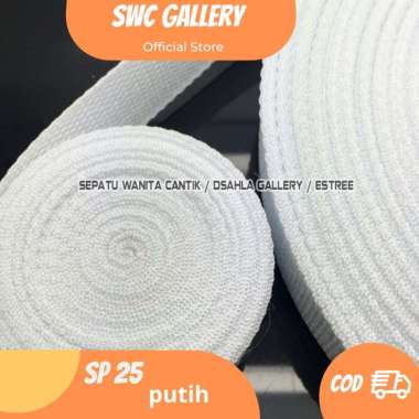 Tali webbing warna Putih/ Tali Webing 2.5 cm Tebal Kuat/ Tali Sling PER ROLL