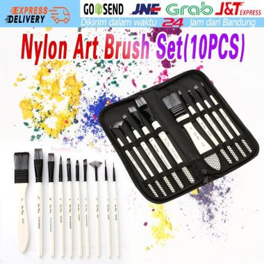 10Pcs Kuas Lukis Nylon Cat Air Minyak Round Brush Gambar Set Akrilik 10pcs/set