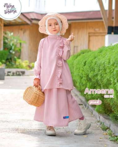 Setelan Tunik Wolfis Anak - Ameena One Set original Manasikana Multicolor