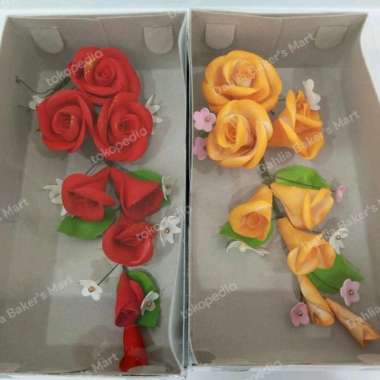 Gum Paste Spons Bunga Mawar Kecil Aneka Warna Ungu