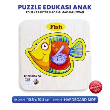 Puzzle Edukasi Anak - Puzzle Kayu Gambar Hewan - Mainan Edukasi 10x10 Fish