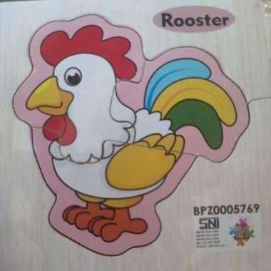 Puzzle Edukasi Anak - Puzzle Kayu Gambar Hewan - Mainan Edukasi 10x10 Rooster