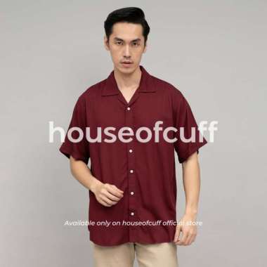 Houseofcuff Kemeja Bowling Lengan Pendek Rayon Shirt Marun M