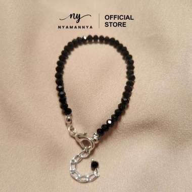 Gelang Kristal Manik Rantai Crystal Catrine Series Nyamannya HITAM