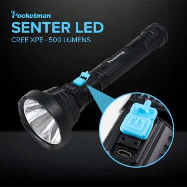 Pocketman Senter LED Waterproof USB Cree XPE 500 Lumens