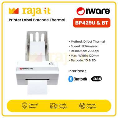 IWARE Barcode Printer Label Thermal BP429 Label Resi A6 BP429U BP429BT - BP429 USB