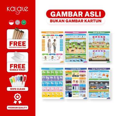GOOROO by Kalale - Poster Edukasi Anak Wipe Clean Paud TK SD ABC Alfabet