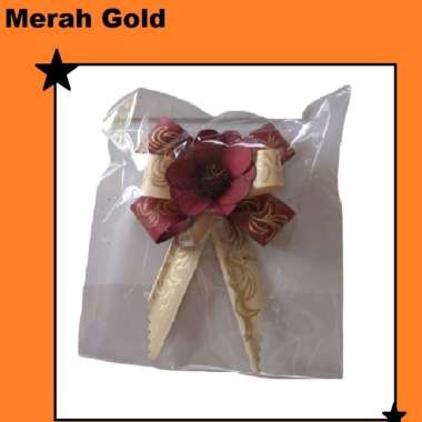 Pita Jadi Bunga Lontar Warna Merah Gold/pita Hampers/Pita Parcel/Pita Kado
