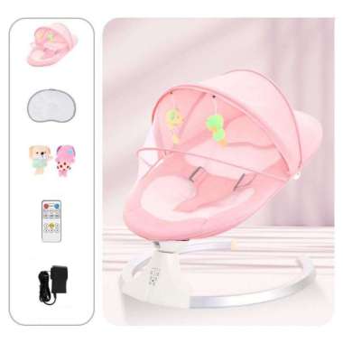 Ayunan Bayi Elektrik Otomatis Baby Bouncer Swing Chair Electric Lipat PINK