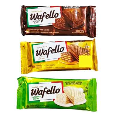 Wafello Vanilla Choco Blast Butter Caramel Coconut Wafer 95g All Variant Keju