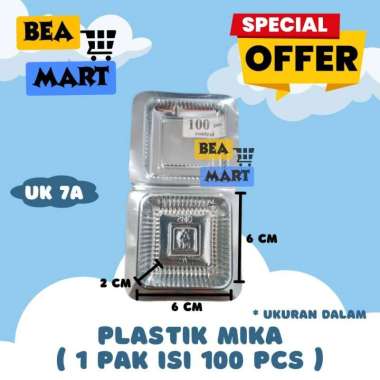 Plastik Mika 7A Isi 100 Pcs | Box Mika Ecer Wadah Kotak Makanan Kue Basah 7X 6x6 10 cs