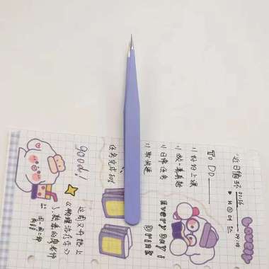 Pinset Macaron Tweezer Stiker Pinset Bengkok Pinset Lurus Lurus Ungu