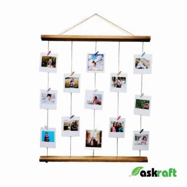 Askraft Frame Bingkai Foto Polaroid Kayu Tali Gantung