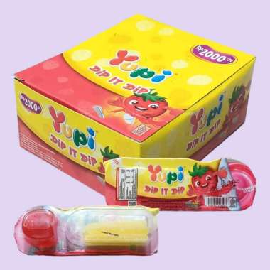 YUPI Dip It Dip Permen Jelly Bentuk Kentang Colek Saos Stroberi 18gr [12 pcs/box]
