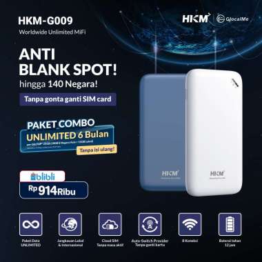 MODEM MIFI HKM GLOCAL ME G009 GLOCALME WORLDWIDE PORTABLE WIFI FREE UNLIMITED 6 BULAN