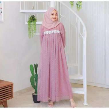 gamis pesta mewah syari muslim gamis lebaran gamis wanita gamis murah dusty pink