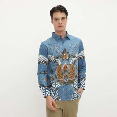 Platini Kemeja Batik Pria Lengan Panjang Katun Sky Blue 36063 S