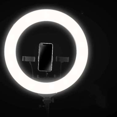 B-Light Lampu Halo Ring Light 18 Inch 3in1 Color with 3 Phone Holder LJJ-18 Lensa Gimbal Second Trip