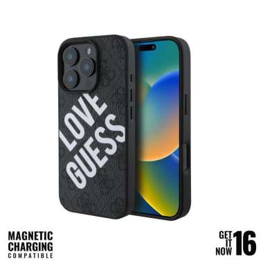 Case For iPhone 16 Series GUESS Magsafe PU 4G Love Guess 16 Pro Black