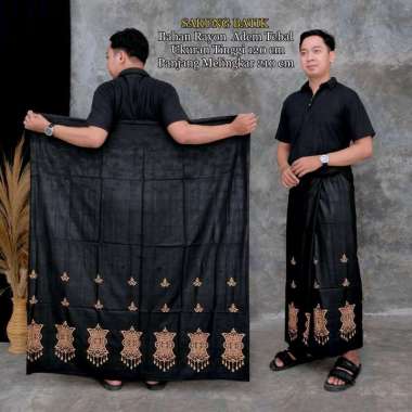 BATIK ALJAYANI Sarung Santri Keren Pria Dewasa Rayon Gloyor Batik Motif Lentera LENTERA Hitam