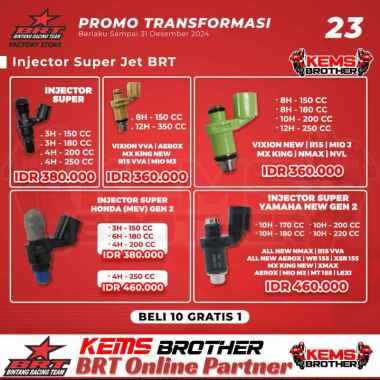 INJEKTOR RACING SUPER JET BRT ORIGINAL, YAMAHA NMAX NVL NVA R15 MIOJ 10 HOLE 200 CC NMAX OLD