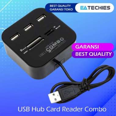 USB Hub Card Reader Combo 3 Port USB CF M2 / MMC / MS / SD Original