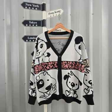 Kiukiu - Oreo Outer - Cardigan Outer wanita Motif Kartun Lucu - Rajut Premium + Kancing Aktif Tebal
