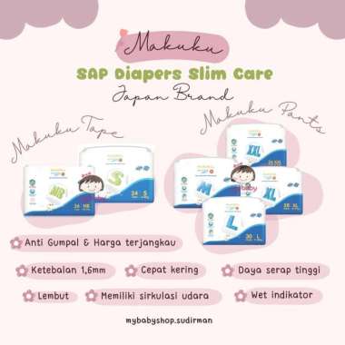 MAKUKU SLIM CARE / NB S M L XL XXL 3XL/ POPOK BAYI / MAKUKU DIAPERS / MAKUKU SAP DIAPERS L 30