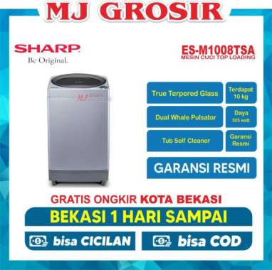 MESIN CUCI 1 TABUNG SHARP ESM 1008 TSA 1008TSA TOP LOADING 10 KG
