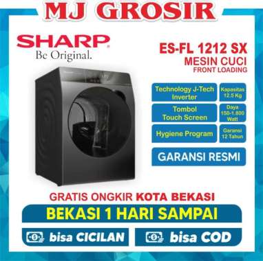MESIN CUCI FRONT LOADING SHARP ES-FL 1212 SX 12.5 KG 1 TABUNG