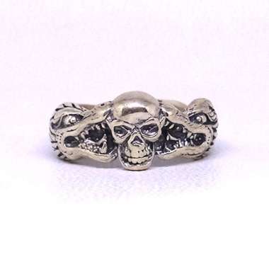 Cincin Ring Perak Silver Bali 925 Ukir Naga Dragon Skull Tengkorak Devil Bakar Pria Laki Wanita Kere