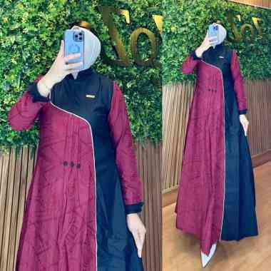 GAMIS POLOLINEN BORDIR MIX TOYOBO GAMIS CANTIK GLAMOUR GAMIS PESTA MURAH Ld110cm (Standard) D