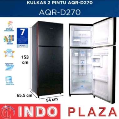 KULKAS AQUA 2 PINTU COSMETIC BOX D270-DG 220 Liter