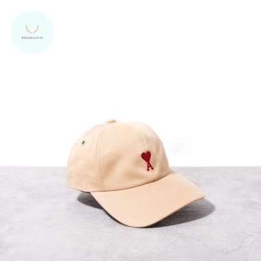 Ami Paris Red ami de coeur embroidered logo cap Sand