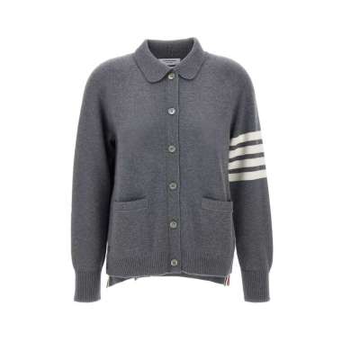 Thom Browne 4-Bar Wool Raglan Polo Cardigan Grey 38 Grey
