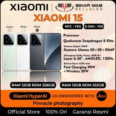 Xiaomi 15 (12/256 | 12/512GB) Garansi Resmi INTERNAL 512GB White