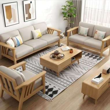 meja set kurs tamu sofa tamu jati minimalis jati