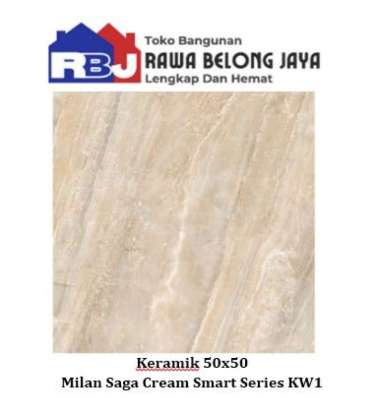 Keramik 50x50 Milan Saga Cream Smart Series KW1 / Keramik Lantai Glossy