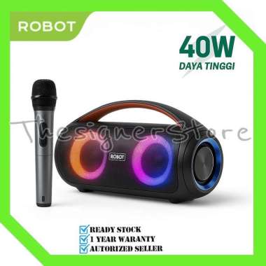 ROBOT RB600 Karaoke Speaker Bluetooth RGB Super Bass 40W Dual Driver Wireless Microphone IPX5