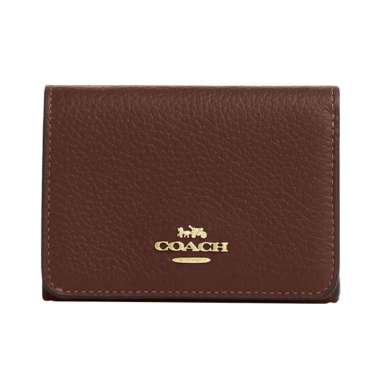 [12.12 Dealcember] Coach Card Holder Trifold Wallet In Signature Canvas Tan Brown Brown