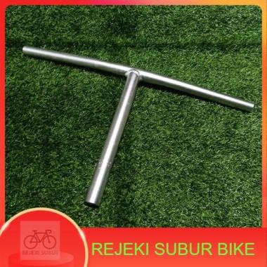 Stang Sepeda Lipat model T insert Handlepost 28.6 silver alloy asli
