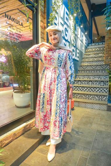 Midi Dress Wanita Katun Rayon Viscose Adem Premium Orchid
