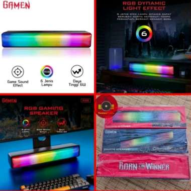 Gamen GS8 Speaker Gaming Soundbar PC Komputer with RGB light