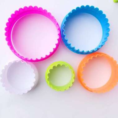 5pcs cetakan cookies plastik cetakan kue kering ring cutter bento bulat