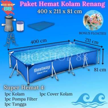 PAKET MURAH BESTWAY KOLAM RENANG PORTABLE KOLAM RENANG KELUARGA FAMILY POOL RECTANGULAR POOL FRAME P