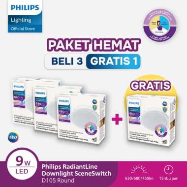 Beli 3 Dapat 4 L Lampu Philips RadiantLine Downlight SceneSwitch 9W D105 3 Warna