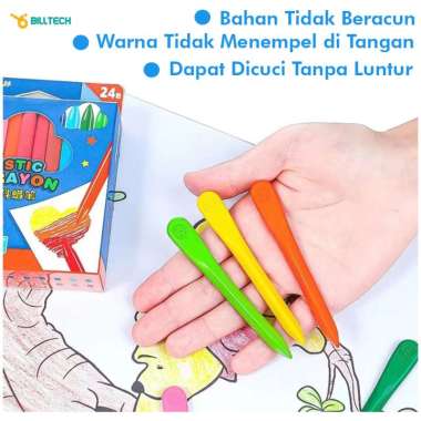 Crayon Warna 24 Set Washable Non Toxic Triangle Design - 9002