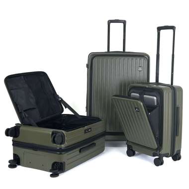 Navy Club Emerald Koper Hardcase PC - 4 Roda Putar TSA Lock - Koper Set Size 20+25+29 Inch Army Gree