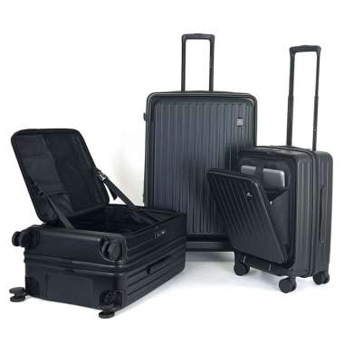 Navy Club Emerald Koper Hardcase PC - 4 Roda Putar TSA Lock - Koper Set Size 20+25+29 Inch Black
